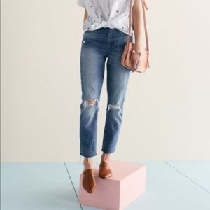 Madewell slim boyjean knee rip edition